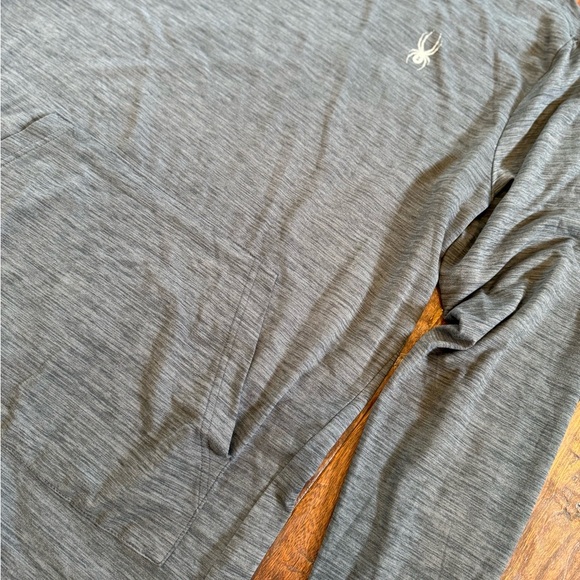 Spyder Men's Pro Web Black Heather Performance Hoodie Pockets L - Picture 4 of 8